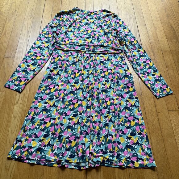 Boden 12R Womens Multicolored Abstract Palm Print Layla Jersey Knee Length Dress - Picture 12 of 16
